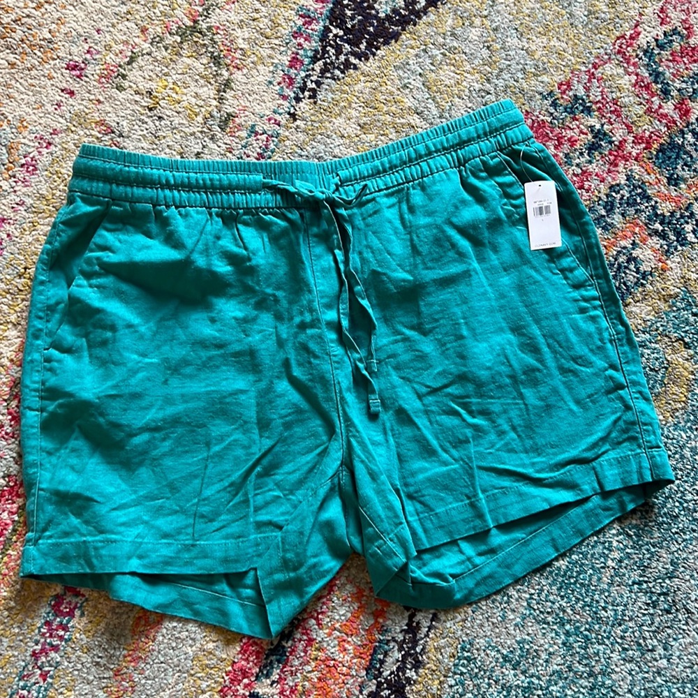 NWT Teal Linen Drawstring Shorts